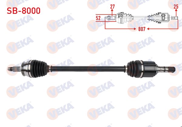 VEKA SB-8000 | Komple Aks Sol-Sağ On Uzunluk 807mm Subaru Forester 2.0 İ Awd, 2.0 D Awd <2014