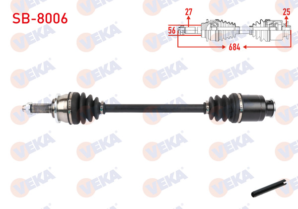VEKA SB-8006 | Komple Aks Sol-Sağ On Uzunluk 684mm Subaru Forester 2.0 1997-2002 / Impreza 1.6, 2.0 1996-2000 / Legacy 1994-1999