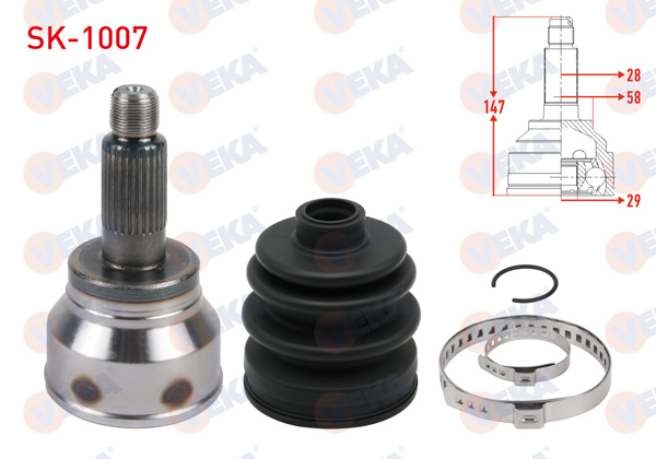 VEKA SK-1007 | Aks Kafası Sol-Sağ On Dıs 28X29x58 Uzunluk 147mm Suzuki Sx4 (Gy) 1.6 2006 -