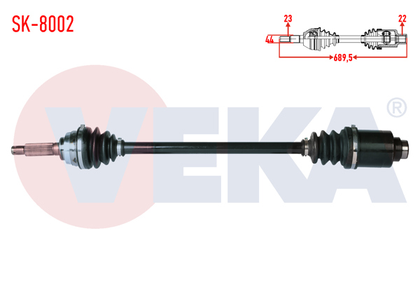 VEKA SK-8002 | Komple Aks Sağ On Suzuki Alto I (Ec) 0.8 Uzunluk 689,5mm 1986-1993