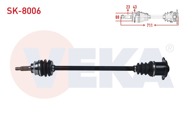 VEKA SK-8006 | Komple Aks Sağ Arka Suzuki Swift III (Mz,Ez) 1.3İ 4X4 ABS'li 43 Dıs Uzunluk 711 2005-2010