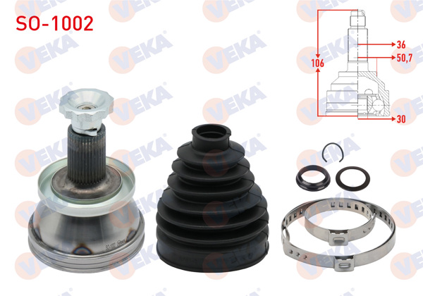 VEKA SO-1002 | Aks Kafası Sol-Sağ On Dıs Volkswagen Polo (9N_) 1.2İ 30X36x52 Uzunluk 107 mm 2001-2012