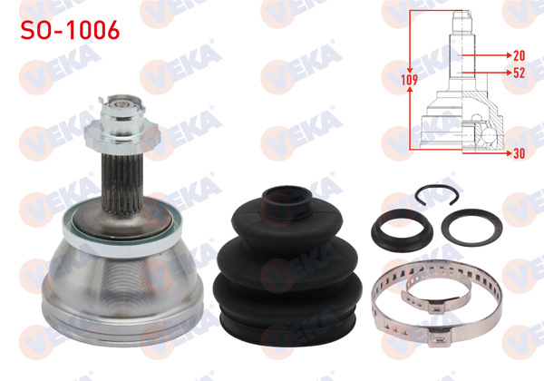 VEKA SO-1006 | Aks Kafası Sol-Sağ On Dıs Skoda Fabia (6Y2) 1.2İ 20X30x52 Uzunluk 107.5mm 1999-2007