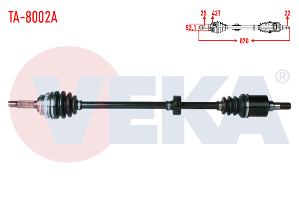 VEKA TA-8002A | Komple Aks Sağ On Tata Indıgo (4_V2) 1.4 CRDI Turbo ABS'li 42 Dıs Uzunluk 870mm 2003 -