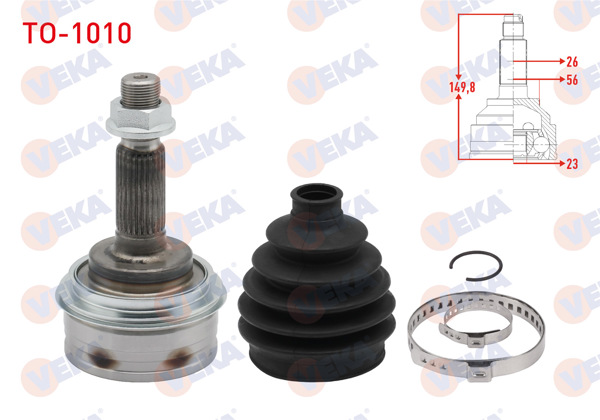 VEKA TO-1010 | Aks Kafası Sol-Sağ On Dıs Toyota Corolla (_E10_) 1.3İ Ee101 26X23x56 Uzunluk 149,8 mm 1992-1997