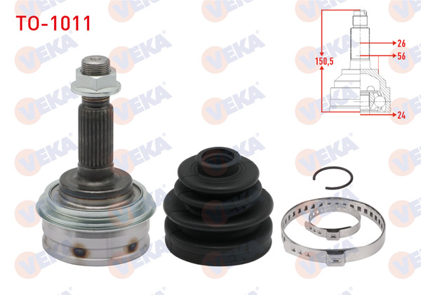 VEKA TO-1011 | Aks Kafası Sol-Sağ On Dıs Toyota Corona 1992-1997 26X24x56 Uzunluk 150,6 mm