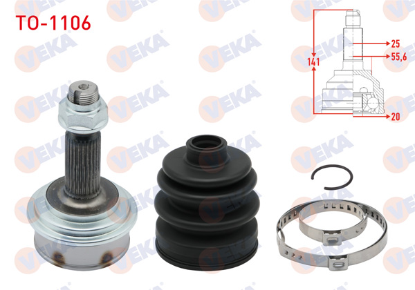 VEKA TO-1106 | Aks Kafası Sol-Sağ On Dıs Toyota Yaris (P9) 1.0 Vvt-I 26X20x55,6 Uzunluk 142mm 2006-2010