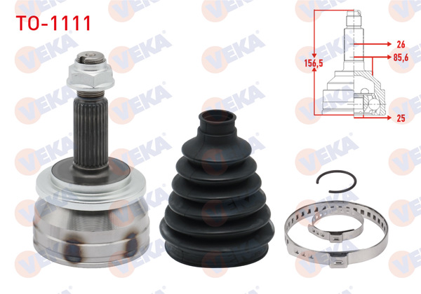 VEKA TO-1111 | Aks Kafası Sol-Sağ On Dıs Toyota Corolla 1.4 D-4D 26X25x85,60 Uzunluk 156,50mm 2012 -