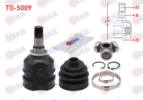 VEKA TO-5009 | Aks Kafası Sol-Sağ On Ic Toyota Corolla (_E10_) 1.6İ Ae101 23X23x34 Uzunluk 177mm 1992-1997