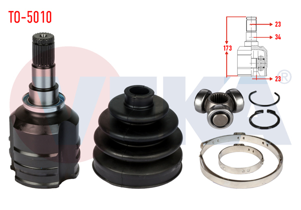VEKA TO-5010 | Aks Kafası Sol-Sağ On Ic Toyota Corolla (_E12_) 1.4 Vvt-I 23X23x34 Uzunluk 173mm 2002-2007