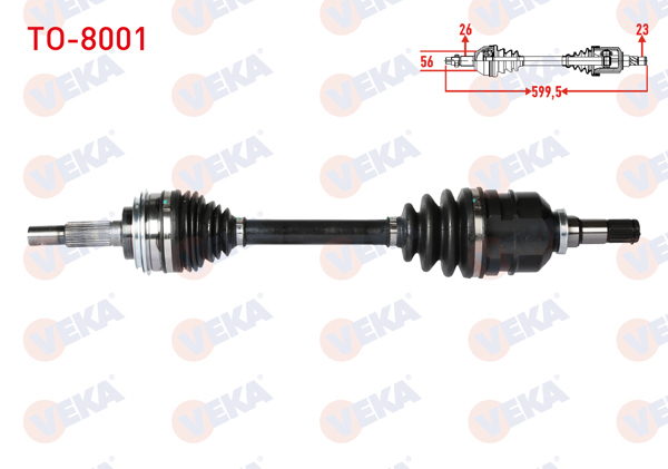 VEKA TO-8001 | Komple Aks Sol Ön Uzunluk 599,5mm Toyota Corolla (_E10_) 1.6İ 1992-1997 / Corolla (_E11_) 1.6İ 16V 1997-2002
