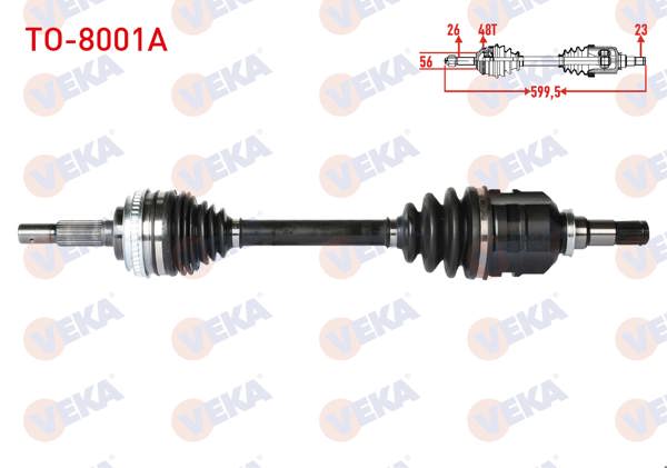 VEKA TO-8001A | Komple Aks Sol Ön ABS li 48 Dıs Uzunluk 599,5mm Toyota Corolla (_E10_) 1.6 1992-1997 / Corolla (_E11_) 1.6İ 16V 1997-2002