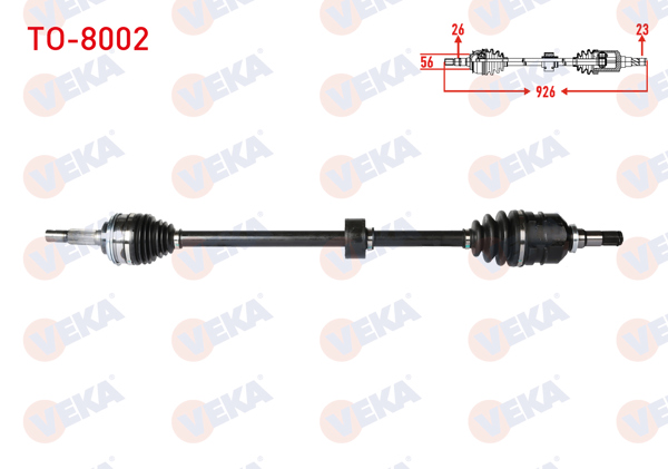 VEKA TO-8002 | Komple Aks Sağ On Uzunluk 926mm Toyota Corolla (_E10_) 1.6İ 1992-1997 / Corolla (_E11_) 1.6İ 16V 1997-2002