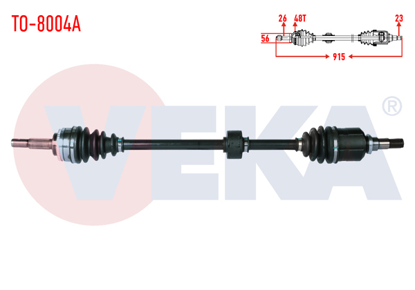 VEKA TO-8004A | Komple Aks Sağ On Toyota Corolla (_E12_) 1.4 Vvt-I ABS'li 48 Dıs Uzunluk 915mm 2002-2007
