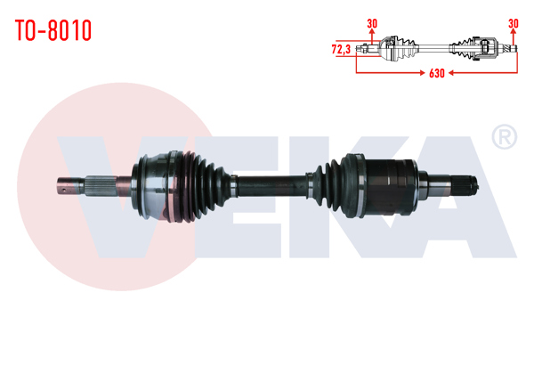 VEKA TO-8010 | Komple Aks Sol-Sağ On Toyota Hı-Lux Pick Up (Tgn1_, Ggn2_, Ggn1_, Kun2_, Kun1_) 2.5 D-4D 4X4 Uzunluk 630mm 2005-2011