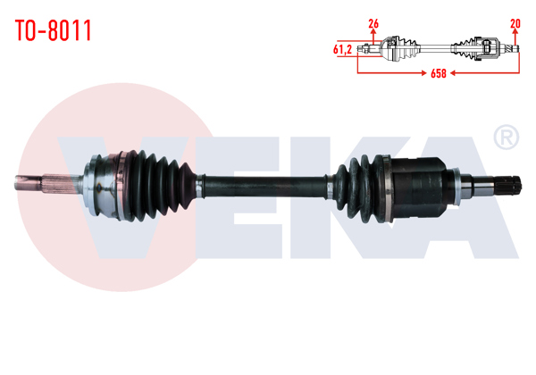 VEKA TO-8011 | Komple Aks Sol On Uzunluk 658mm Toyota Corolla 1.4 D-4D M-T 2012-2018 / Auris (Nze18,Zre18) 1.4 D-4D M-T 2012-2018