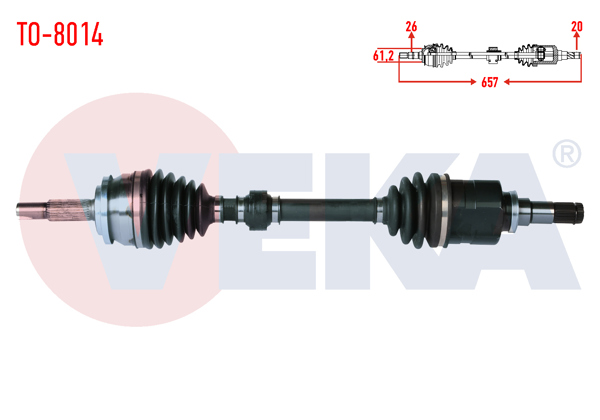 VEKA TO-8014 | Komple Aks Sol Ön Uzunluk 657mm Toyota Corolla, Auris (Nze18, Zre18) 1.6 Vvt-I M-T 2012 -