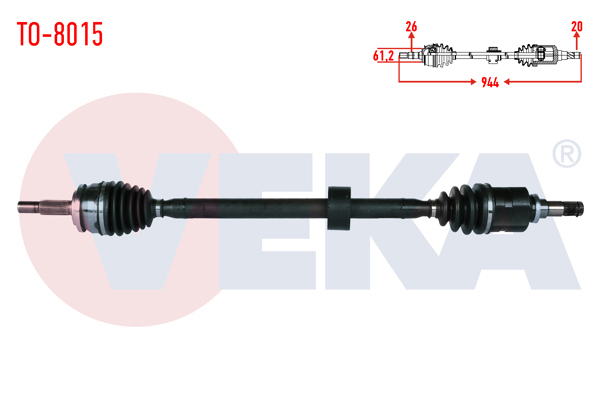 VEKA TO-8015 | Komple Aks Sağ On Toyota Corolla 1.6 Vvt-I M-T Uzunluk 944 mm 2012 -