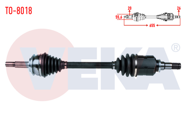 VEKA TO-8018 | Komple Aks Sol Ön Toyota Yaris (P9) 1.4 D-4D M-T Uzunluk 655mm 2006-2010