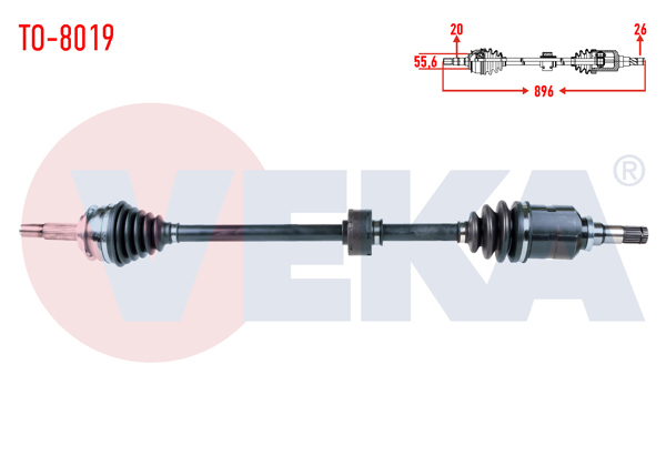 VEKA TO-8019 | Komple Aks Sağ On Toyota Yaris (P9) 1.4 D-4D M-T Uzunluk 896mm 2006-2010