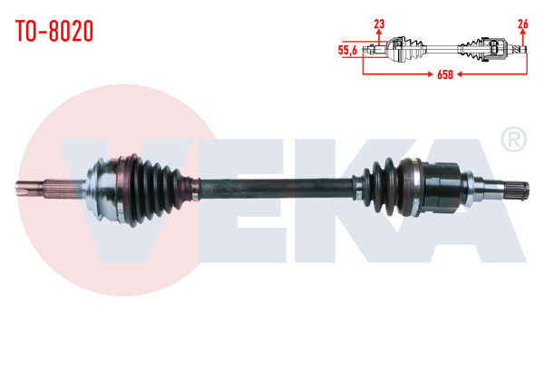 VEKA TO-8020 | Komple Aks Sol Ön Toyota Yaris (P9) 1.4 D-4D Uzunluk 658mm 2006-2010