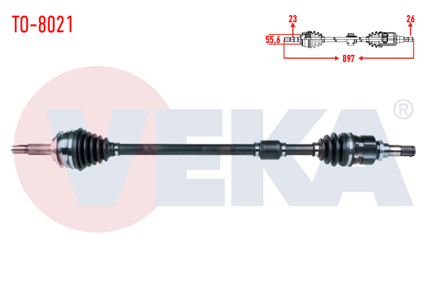 VEKA TO-8021 | Komple Aks Sağ On Toyota Yaris (P9) 1.4 D-4D Uzunluk 897mm 2006-2010