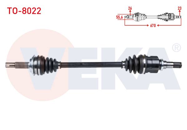 VEKA TO-8022 | Komple Aks Sol Ön Uzunluk 670mm Toyota Yaris (P9) 1.0 Vvt-I A-T / M-T 2006-2010