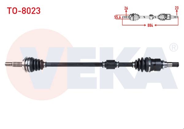 VEKA TO-8023 | Komple Aks Sağ On Uzunluk 884mm Toyota Yaris (P9) 1.0 Vvt-I A-T / M-T 2006-2010