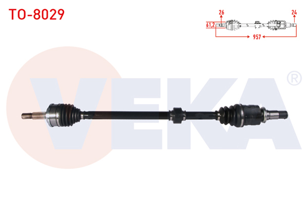 VEKA TO-8029 | Komple Aks Sağ On Toyota C-Hr (_X1_) 1.8 Hybrid Uzunluk 957 mm 2016 -