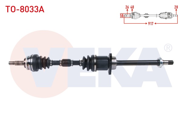 VEKA TO-8033A | Komple Aks Sağ On ABS'li 48 Dıs Uzunluk 917mm Toyota Corolla (_E12_) 1.4 D-4D M-T 2002-2007