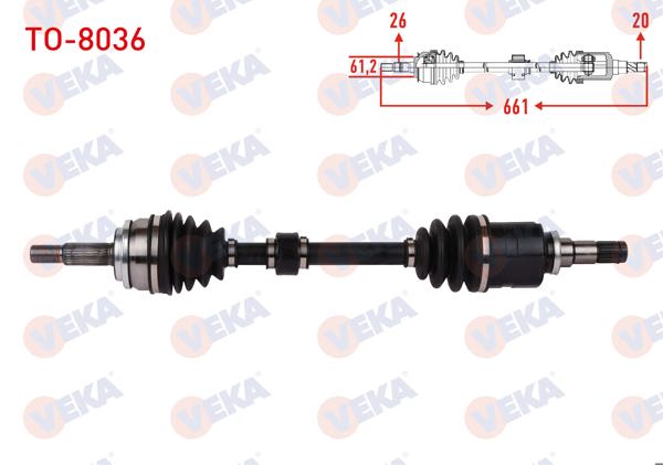 VEKA TO-8036 | Komple Aks Sol Ön Uzunluk 661mm Toyota Corolla 2019 -