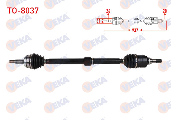 VEKA TO-8037 | Komple Aks Sağ On Uzunluk 937mm Toyota Corolla 2019 -