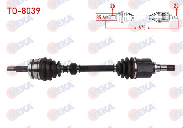 VEKA TO-8039 | Komple Aks Sol Ön Uzunluk 675mm Toyota Avensis (T27) 1.6 Vvt-I 2008-2018