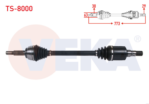 VEKA TS-8000 | Komple Aks Sol Ön Uzunluk 773mm Tesla Model S 2012 -