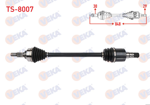 VEKA TS-8007 | Komple Aks Sol-Sağ Arka Uzunluk 848mm (Aks Çapı 25mm) Tesla Model Y Ev 2019 -