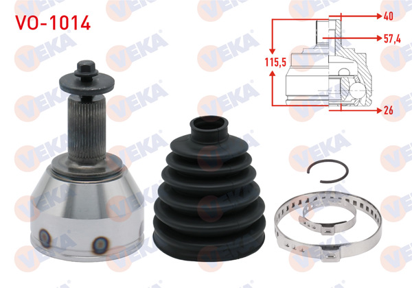 VEKA VO-1014 | Aks Kafası Sol-Sağ On Dıs Uzunluk 115,5mm Volvo V60 1.6 D A-T 2010 -