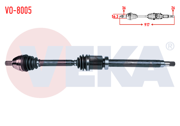 VEKA VO-8005 | Komple Aks Sağ On Volvo S40 II (Ms) 1.6 D M-T Uzunluk 917 2004-2012