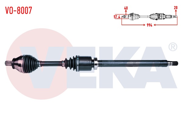 VEKA VO-8007 | Komple Aks Sağ On Volvo S60 II 2.0 D3 A-T Uzunluk 994 2010 -