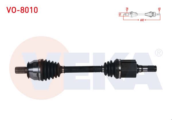 VEKA VO-8010 | Komple Aks Sol Ön Volvo V60 1.6 D A-T Uzunluk 602 mm 2010 -