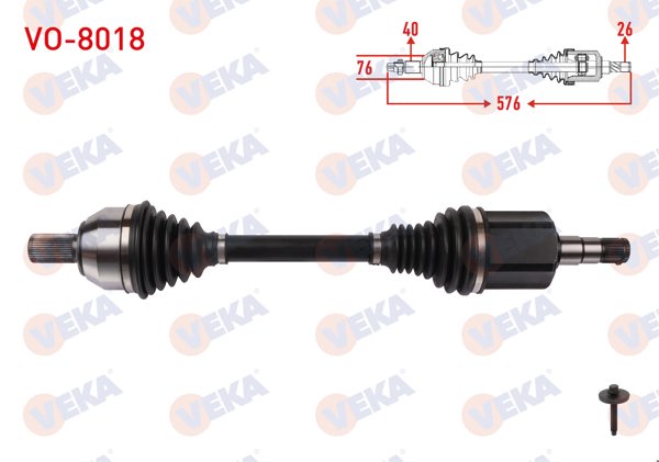 VEKA VO-8018 | Komple Aks Sol Ön Uzunluk 576mm Volvo S60 II / V60 I / V70 III D2 A-T 2015 -