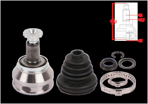 VEKA VW-1012 | Aks Kafası Sağ On Dıs Uzunluk 113,5mm VW Polo (9N_) 1.4 A-T 2001-2012 / Ibiza (6L1) 1.4 A-T 2002-2007 / Cordoba (6L2) 1.4 2002-2007 / Skoda Fabia (6Y2) 2001-2012