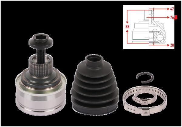VEKA VW-1023 | Aks Kafası Sol-Sağ On Dıs Uzunluk 88mm VW Touareg 3.0 3.2 2002-2010-3.0 TDI 2010-2018 / Audi Q7 2.0 TFSI 3.0 TDI-4.2 FSI Quattro 2006-2015 / Porsche Cayenne 3.0-3.6-4.8 2010-/ 3.2-3.6-4.5-4.8 2002-2010