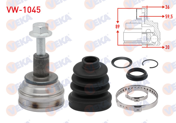 VEKA VW-1045 | Aks Kafası Sol-Sağ On Dıs Volkswagen Golf V (1K1) 1.4İ 36X30x59.5 Uzunluk 89 mm 2003-2009