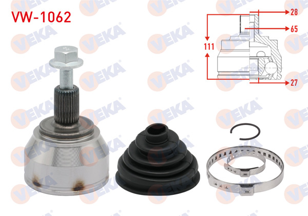 VEKA VW-1062 | Aks Kafası Sol-Sağ On Dıs Volkswagen Amarok 2.0 Bıtdı M-T 28X27x65 Uzunluk 111 mm 2010 -