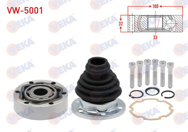 VEKA VW-5001 | Aks Kafası Sol-Sağ On Ic 33X32x100 Volkswagen Golf III (1H1) 1.8İ 1991-1999