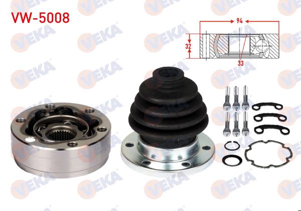 VEKA VW-5008 | Aks Kafası Sol-Sağ On Ic 33X32x94 Volkswagen Golf IV (1J1) 1.6İ 1997-2005