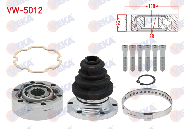 VEKA VW-5012 | Aks Kafası Sol-Sağ On Ic 28X32x108 Volkswagen Transporter IV (70Xb,70Xc,7Db,7Dw) 1.9 D 1990-2003