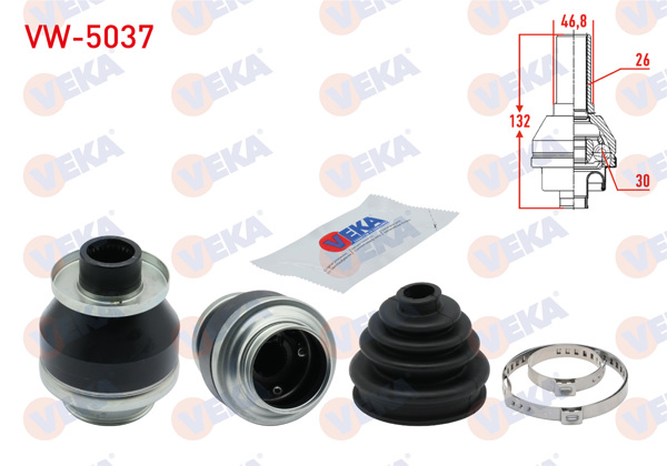 VEKA VW-5037 | Aks Kafası Sol Ön Ic Volkswagen Transporter V (7Ha,7Hh,7Ea,7Eh) 2.5 TDI 26X30x46.8 Uzunluk 109mm 2003-2011