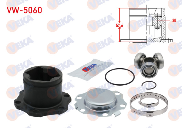 VEKA VW-5060 | Aks Kafası Sol-Sağ On Ic Volkswagen Golf IV (1J1) 1.6İ Freze Dıs 30 Uzunluk 57.6mm 1997-2005