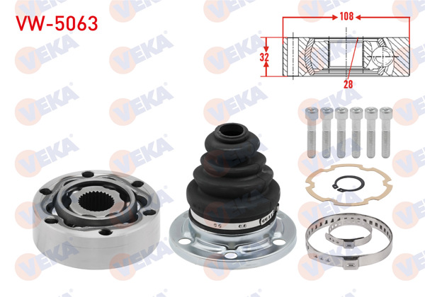 VEKA VW-5063 | Aks Kafası Sol-Sağ On Ic 28X32x108 Volkswagen Passat (3B2) 1.8 T 1996-2000